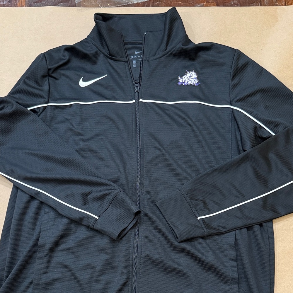 Nike Black Full-Zip Windbreaker for Men with TCU Logo